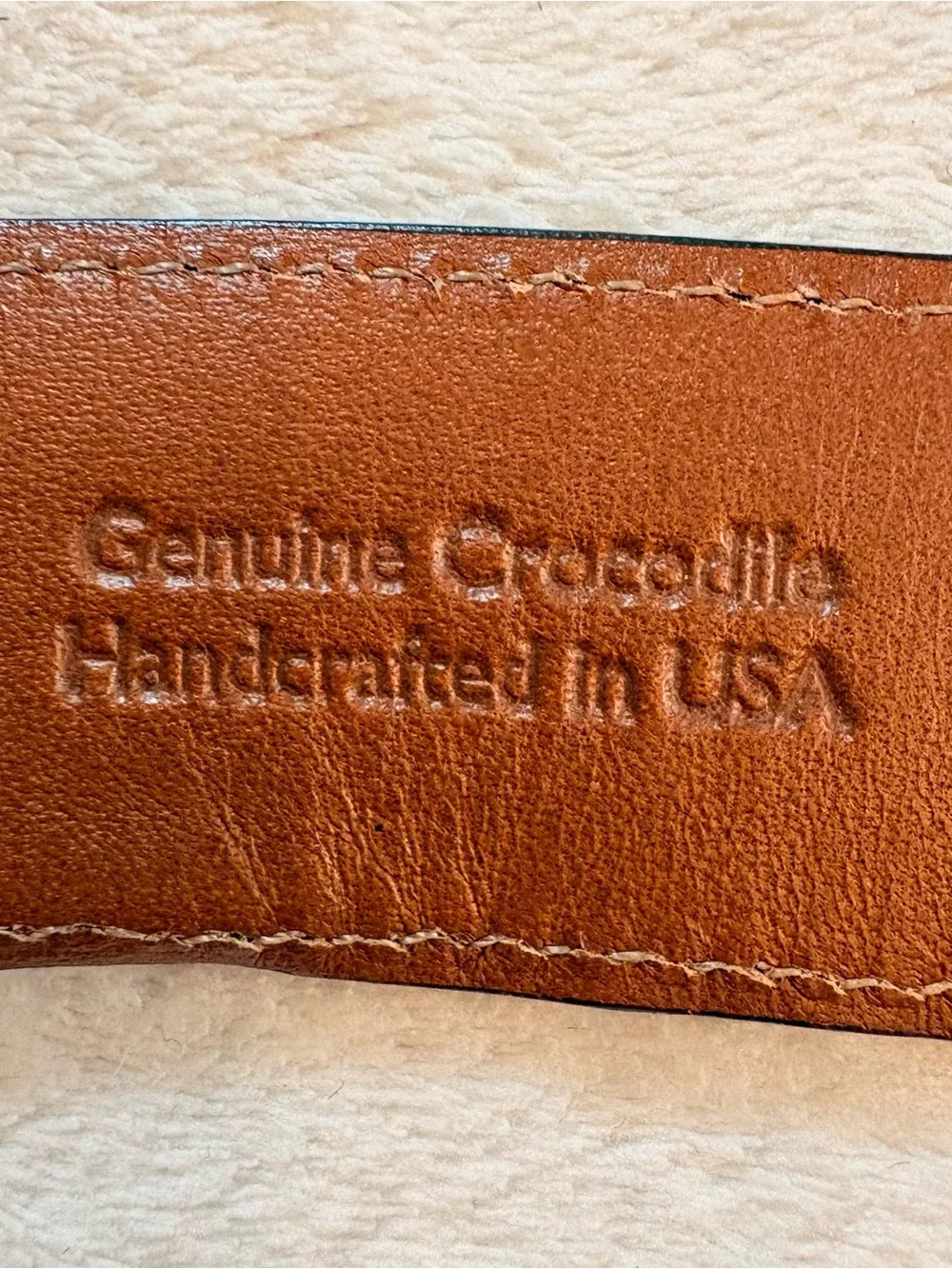 Saks Fifth Avenue Dark Brown Genuine Crocodile Leather Belt Silver Buckle Sz 34